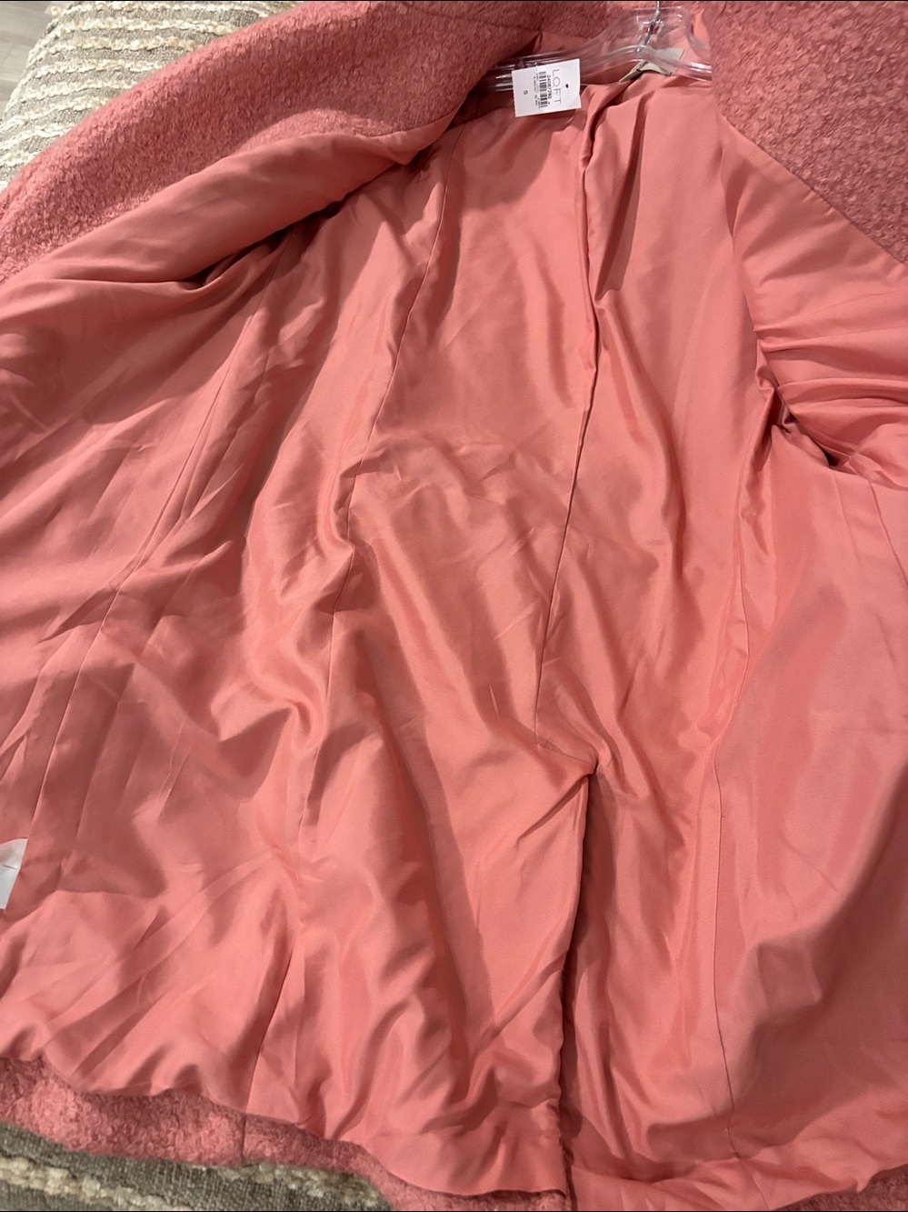 Loft Textured Wool Blend Moto Pea Coat Sutton Pink Size S NWT - Picture 9 of 16